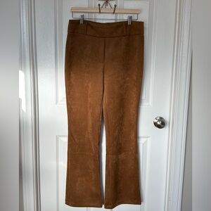Suede-like Brown Boot Cut Women's Pants
